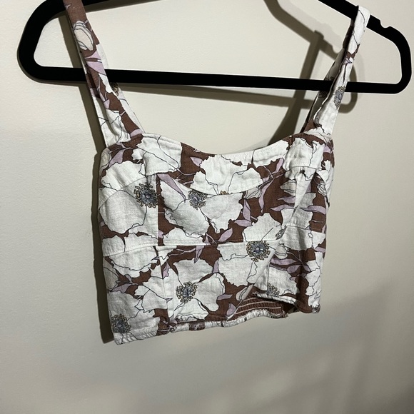 Linen Blend Corset Style Crop Top - Picture 2 of 6